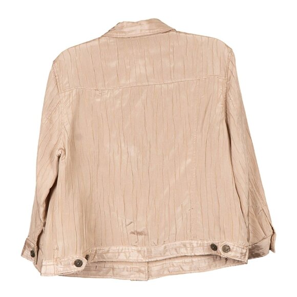 Ruby Rd Crinkle Jacket 16 Womens Beige Yellow Buttons Rayon Blend Pockets - Picture 5 of 5